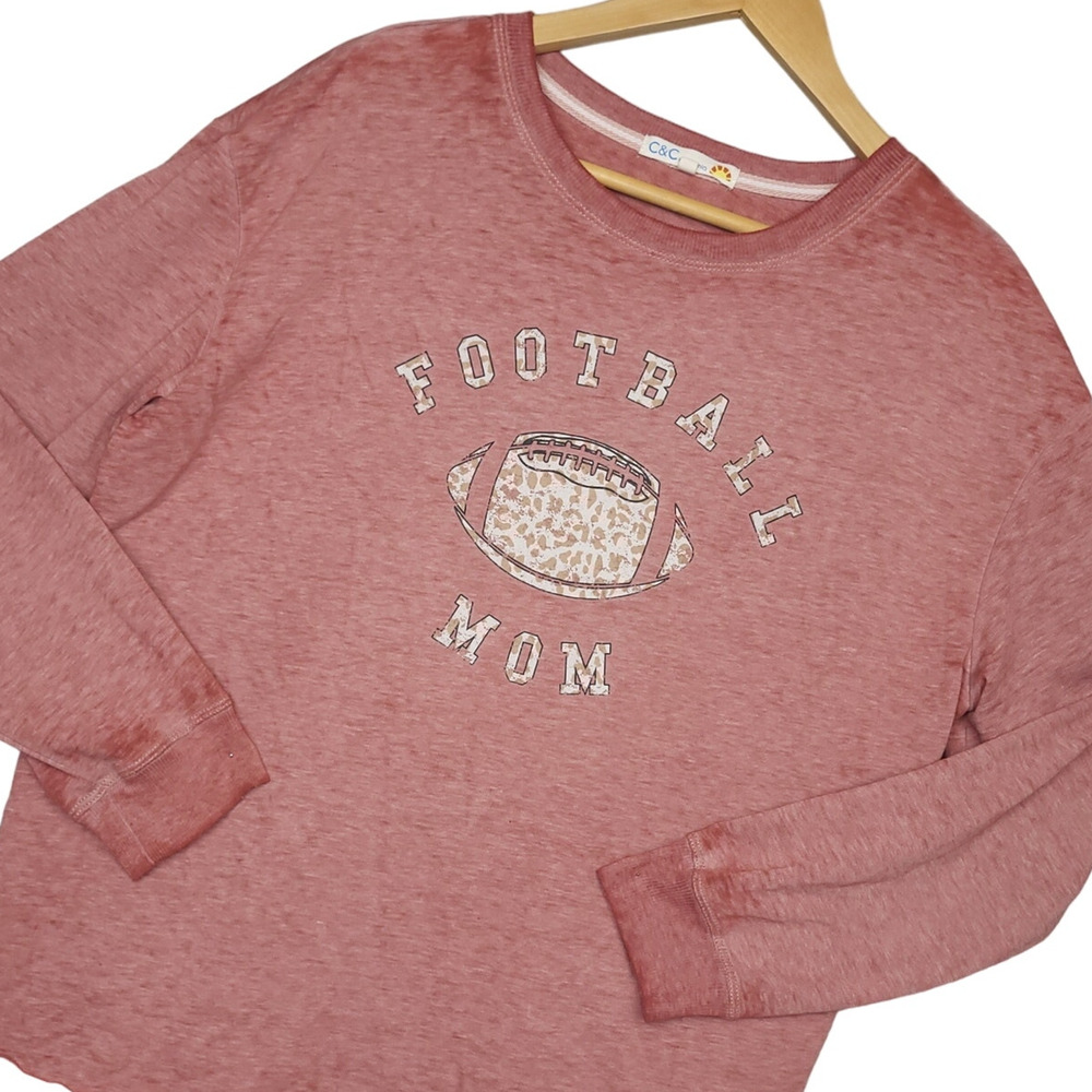 C&C California Women's Football Mom Long Sleeve Shirt Sz Medium Dark Pink EUC